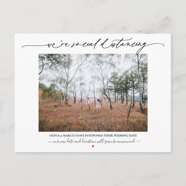 Postal Aplazamiento del Boda de distanciamiento social (Anverso)