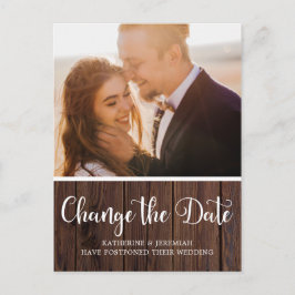 Postal Aplazamiento del Boda de guión de madera rústica