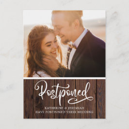 Postal Aplazamiento del Boda de la tipografía de madera r