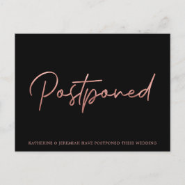 Postal Aplazamiento del Boda del Rosa minimalista de Reli