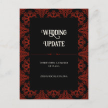 Aplazamiento del Boda gótico floral negro y rojo