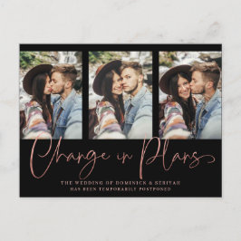 Postal Aplazamiento del Rosa de moda escrito a mano Boda