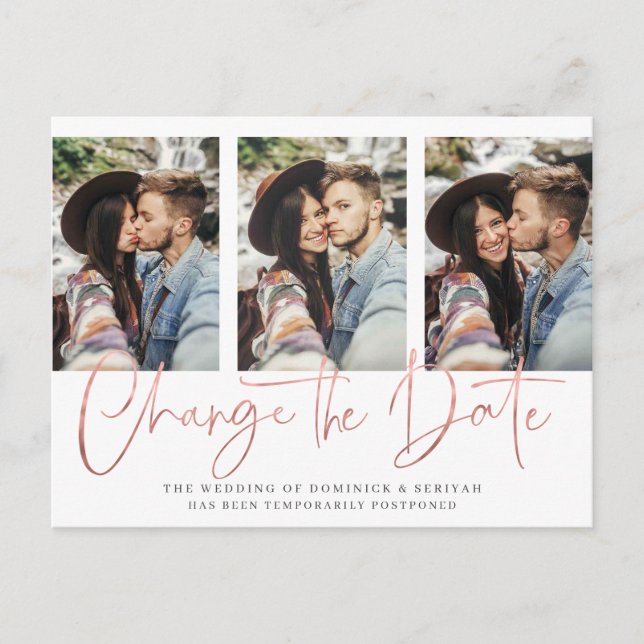 Postal Aplazamiento del Rosa de Moda manuscrita del Boda  (Anverso)