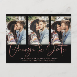 Postal Aplazamiento del Rosa de oro Boda escrito a mano