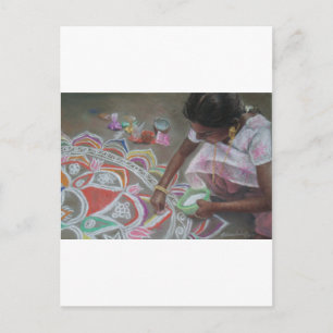 Postal Aplicación del polvo de kolam