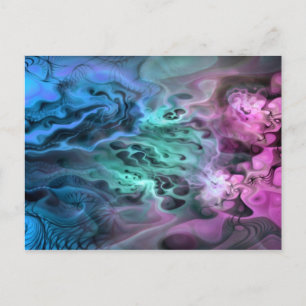 Postal Apofisis Arte Fractal II - azul rosa verde