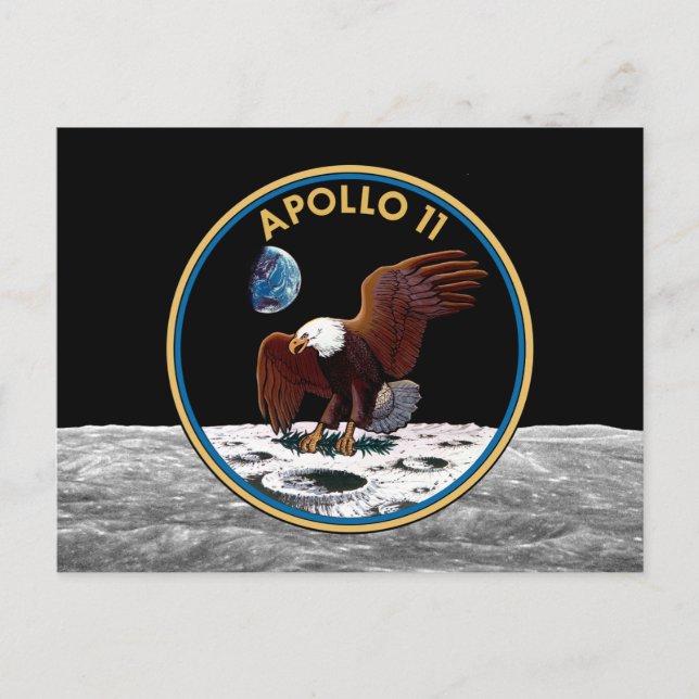 Postal Apolo 11 de la NASA Moon Landing Lunar Patch Insig (Anverso)