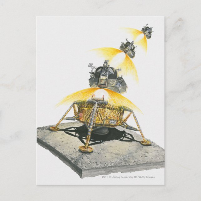 Postal Apolo 11 Módulo de águila despegando de la luna (Anverso)