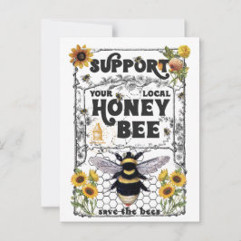 Postal Apoya a tus abejas de miel locales - Salva a las a