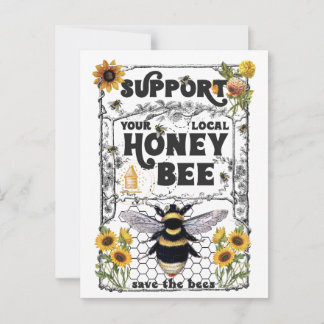 Postal Apoya a tus abejas de miel locales - Salva a las a