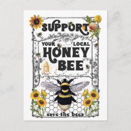 Postal Apoya a tus abejas de miel locales - Salva a las a