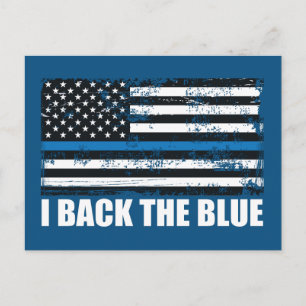Postal Apoya al Azul Línea azul fina bandera de EE. UU. M