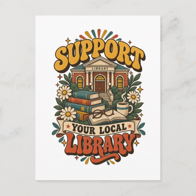 Postal Apoya tu biblioteca local (Anverso)