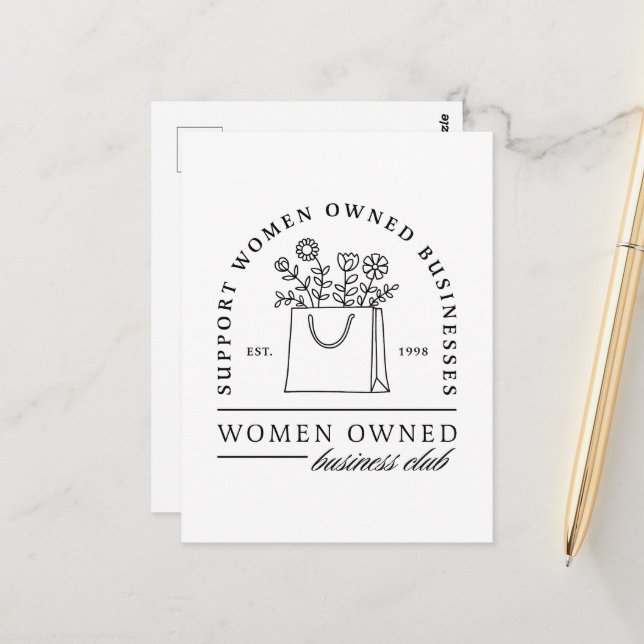 Postal Apoyar a las mujeres en empresas de estética flora (Anverso/Reverso In Situ)