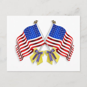 Postal Apoyar a nuestras tropas las cintas amarillas y la