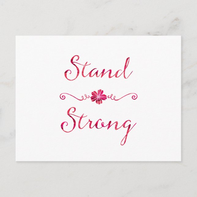 Postal Apoyar fuerte fuerza Inspiradora cita rosa (Anverso)