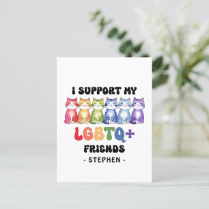 Postal Apoyo a mis amigos LGBTQ - Orgullo del gato arcoir