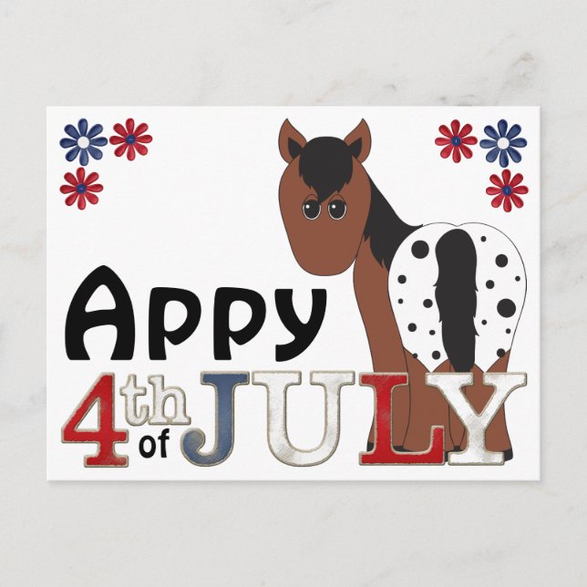 Postal Appy 4 de Julio Appaloosa Horse Post Card (Anverso)