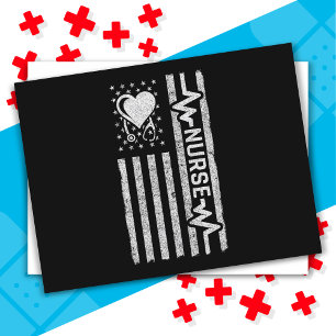 Postal Apreciación de enfermera de corazón de héroe estad