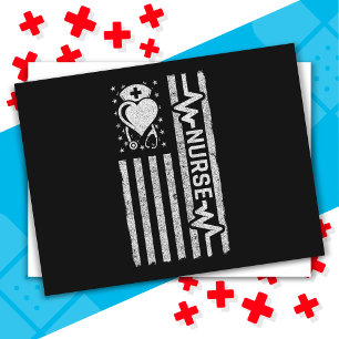 Postal Apreciación de enfermera Hero Heart Life Bandera A