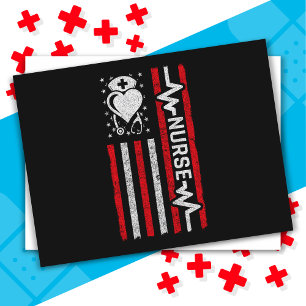 Postal Apreciación de enfermera Hero Heart Life Bandera A