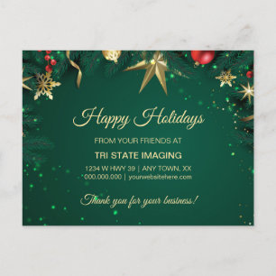 Postal Apreciación del cliente de decoración Gold Green H