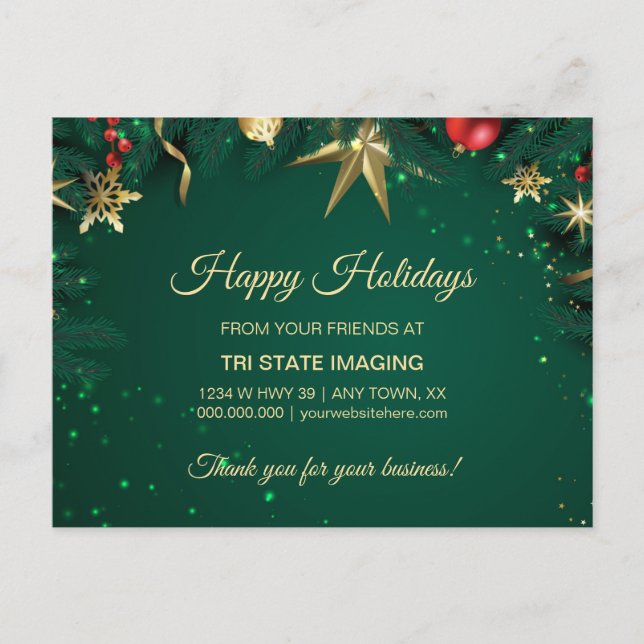 Postal Apreciación del cliente de la decoración Gold Gree (Anverso)