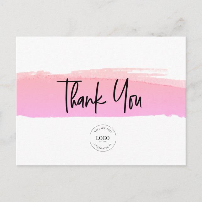Postal Apreciación del cliente de negocios pincel rosa (Anverso)