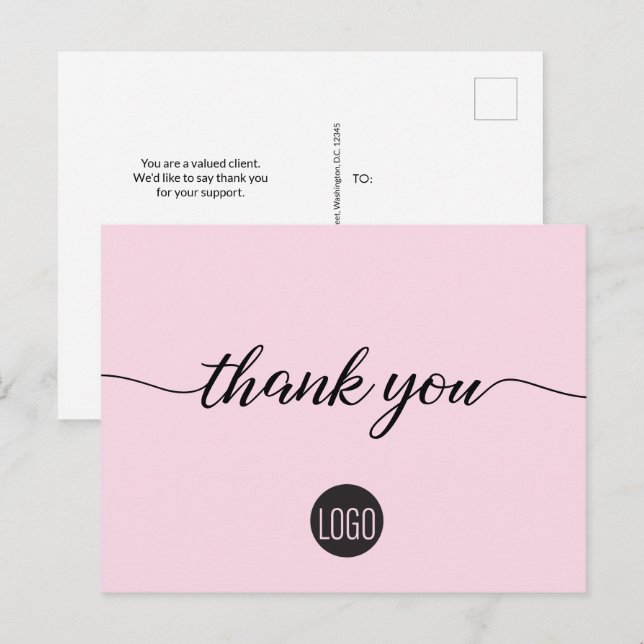 Postal Apreciación del cliente Plantilla de negocio rosa (Anverso / Reverso)