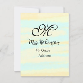 Postal apreciación del profesor de acuarcolía azul amaril