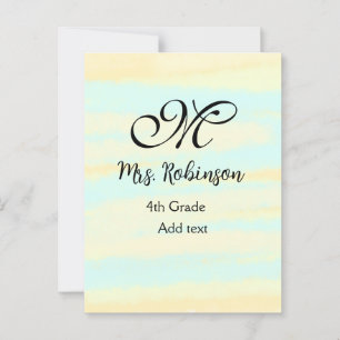 Postal apreciación del profesor de acuarcolía azul amaril