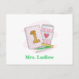 Postal Apreciación del profesor de primer grado rosado pe