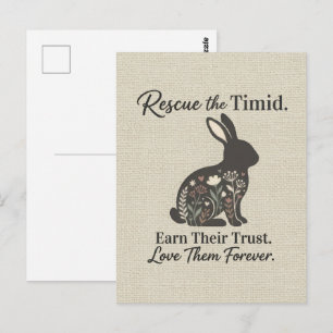 Postal Apreciación floral de rescate de conejos en tonos 