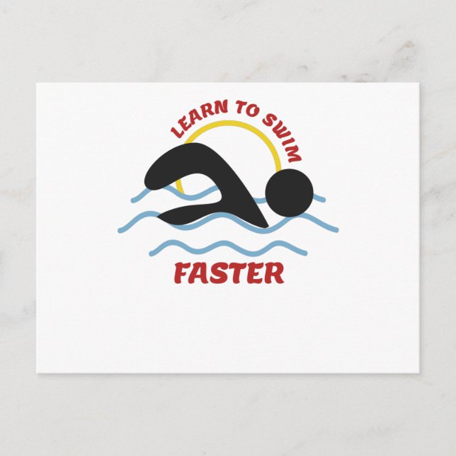 Postal Aprende a Nadar Más Rápido - Diseño de Nadadores C (Anverso)