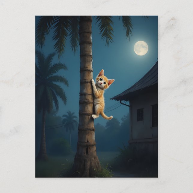 Postal Aprender a Subir – Momento de Gato Adorable (Anverso)