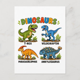 Postal Aprendizaje de especies de dinosaurios para niños