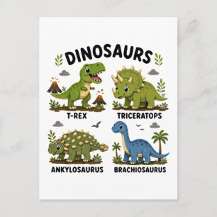 Postal Aprendizaje de especies de dinosaurios para niños