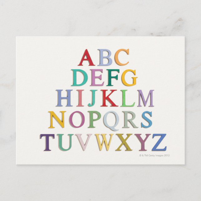 Postal aprendizaje, letras, alfabeto (Anverso)