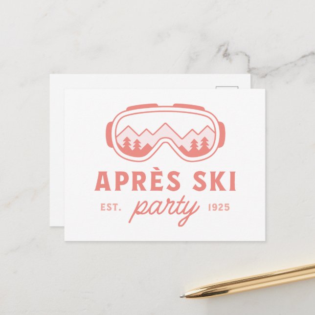 Postal Apres ski party skiing girls night pink aesthetic (Anverso/Reverso In Situ)