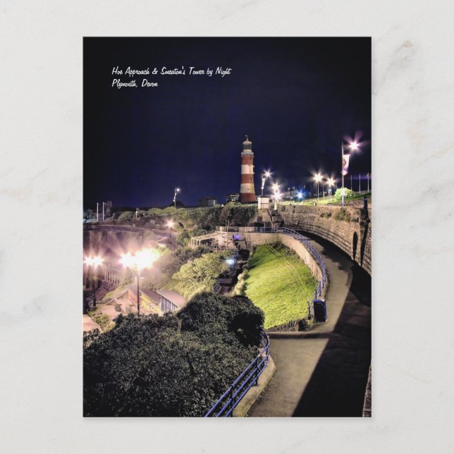 Postal Aproximación a la casa y Torre de Smeaton de noche (Anverso)