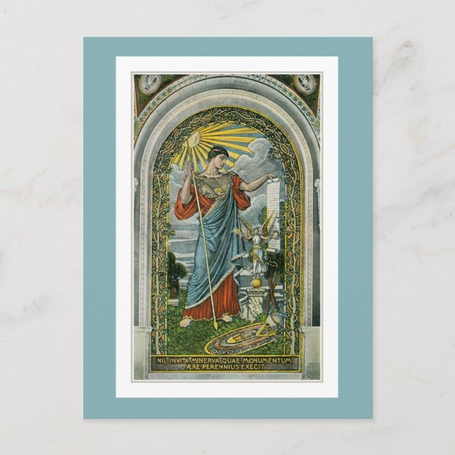 Postal aproximadamente 1910, Minerva Mosaic en la Bibliot (Anverso)