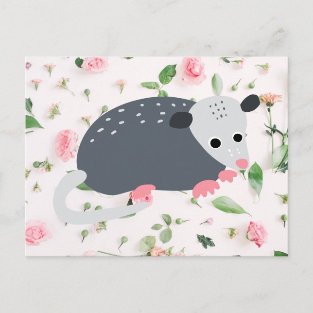 Postal Apuntar de animales salvajes de possum opossum (Anverso)