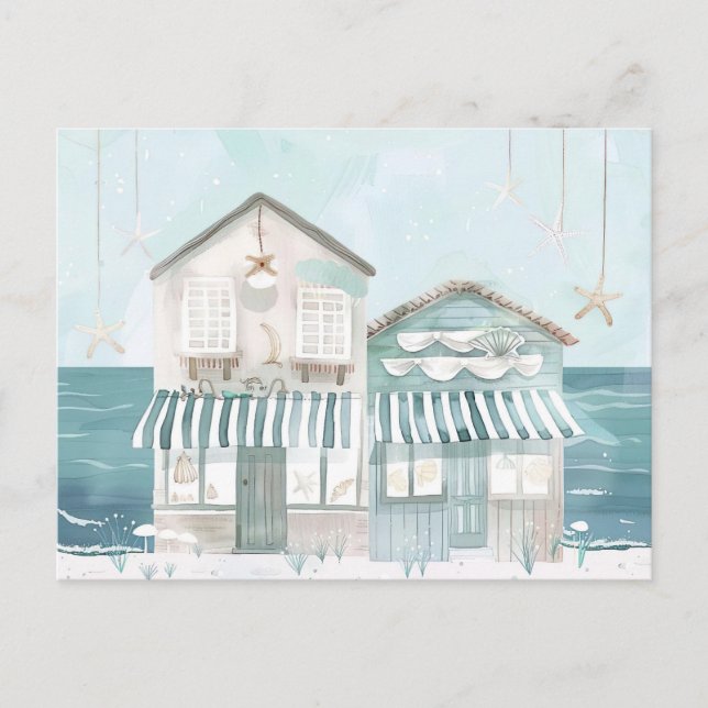 Postal Aqaurell Illustration Strand Landschaft pastell  (Anverso)