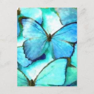 Postal Aqua Butterflies