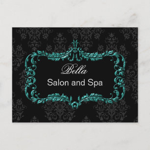 Postal aqua damask gold business Gracias Cartas
