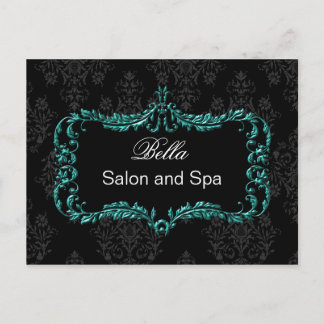 Postal aqua damask gold business Gracias Cartas