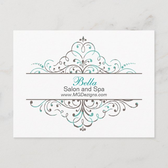 Postal Aqua Flourish Estacionalidad De Negocios Personali (Anverso)