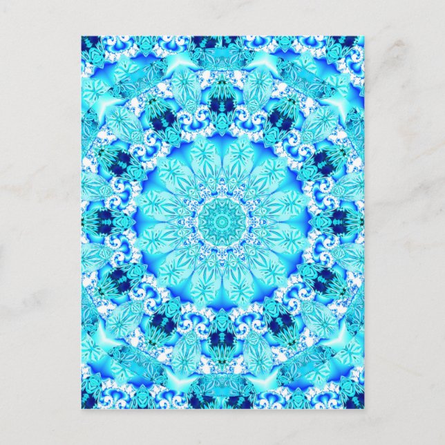 Postal Aqua Lace, Delicada, Resumen Mandala (Anverso)