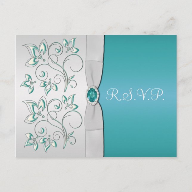 Postal Aqua-marine y Silver R.S.V.P. (Anverso)