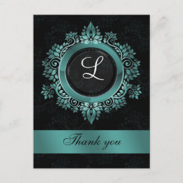 Postal aqua monogram boda gracias